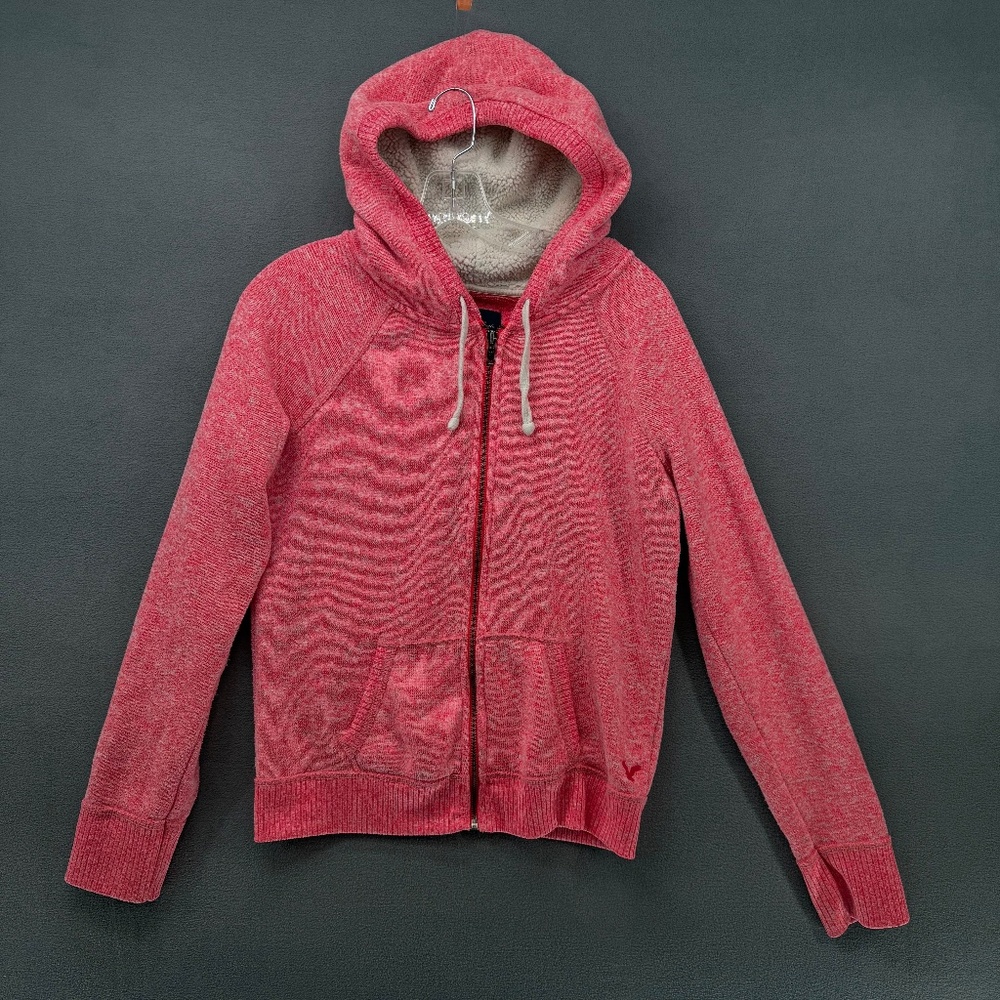 American Eagle Outfitters Hoodie Women's Large Heather Pink Full Zip‎
